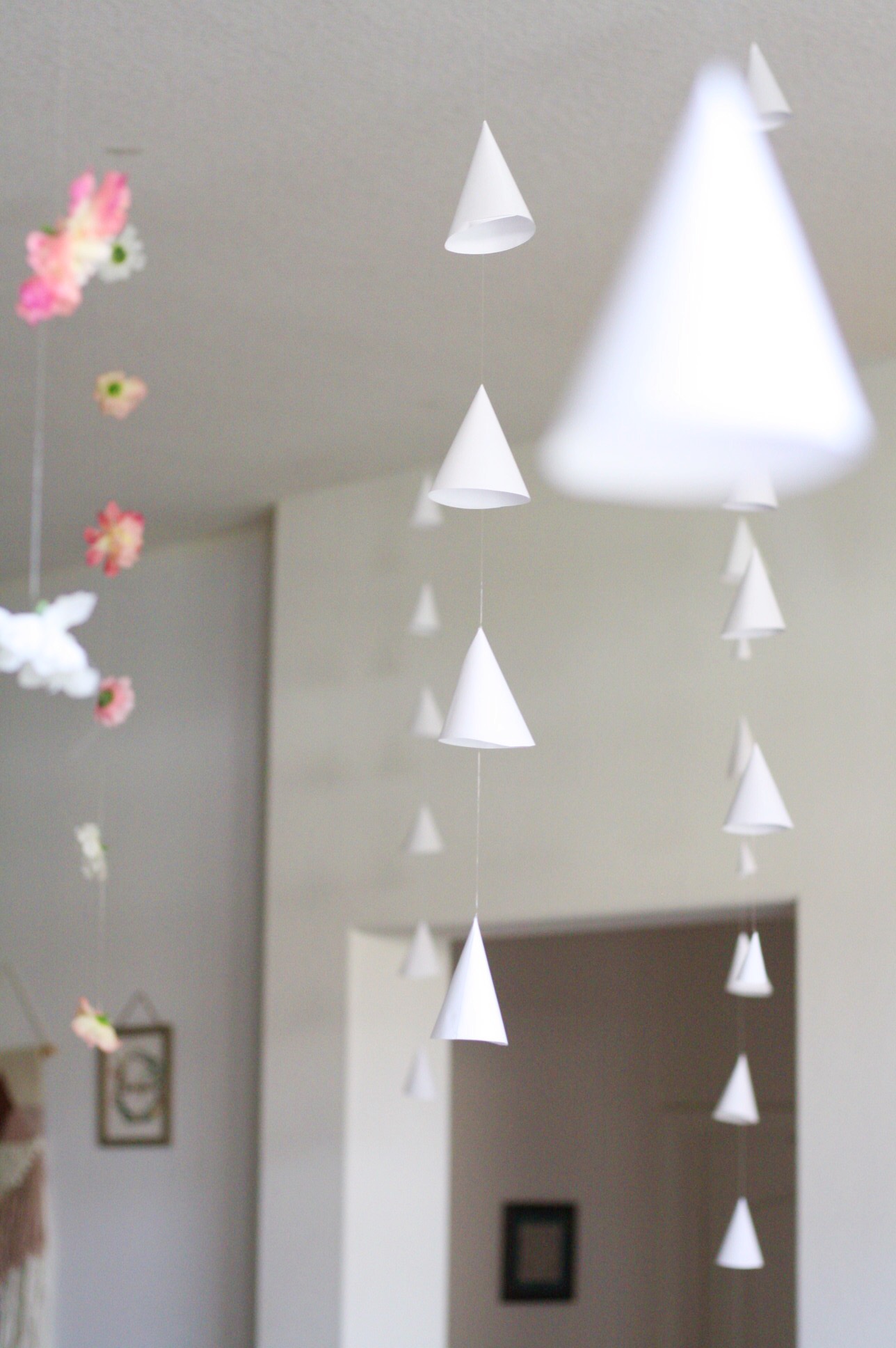 DIY Paper Cone & Flower Hanging Garlands — A Little Más Podcast